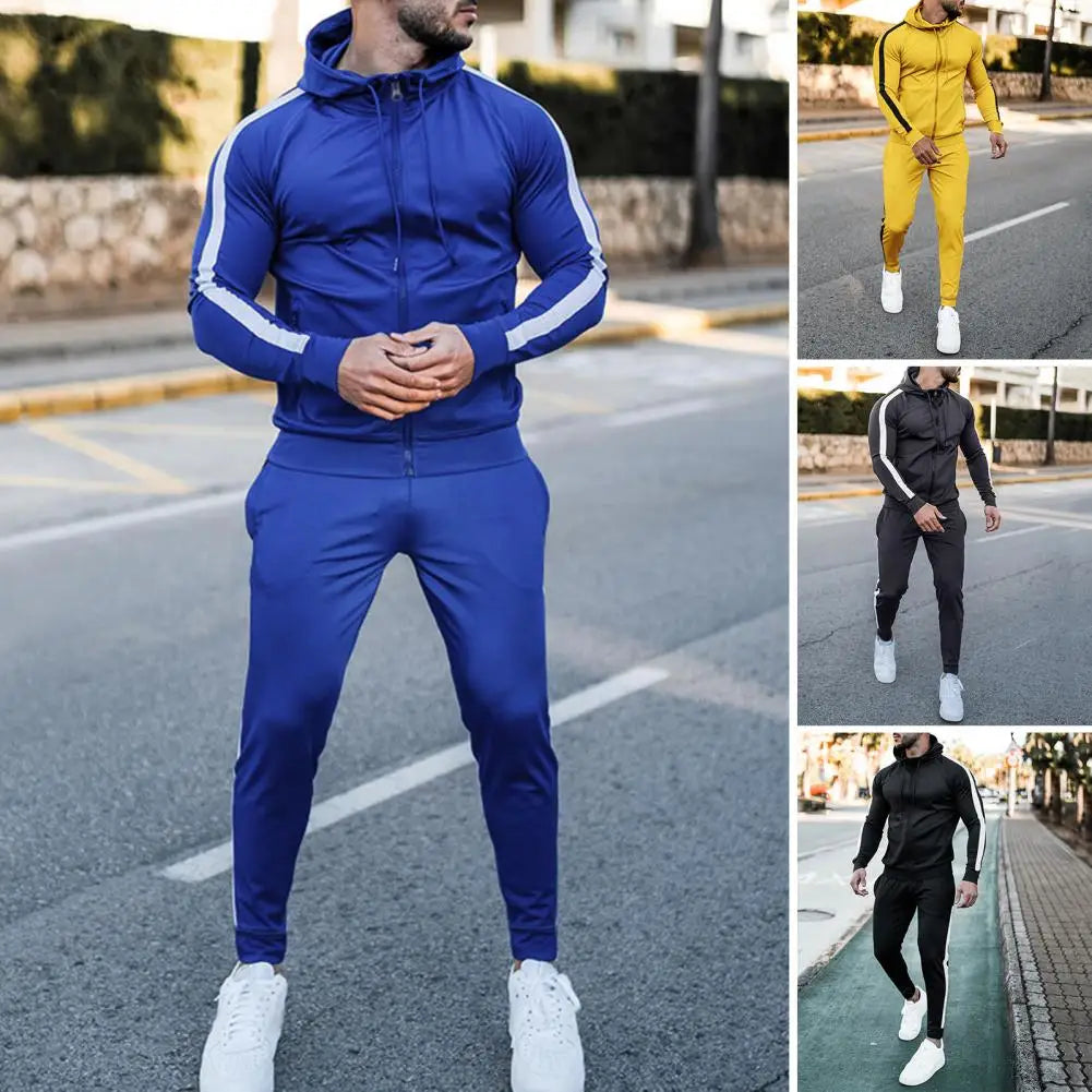 Tuta Uomo con Cappuccio e Righe Sportiva