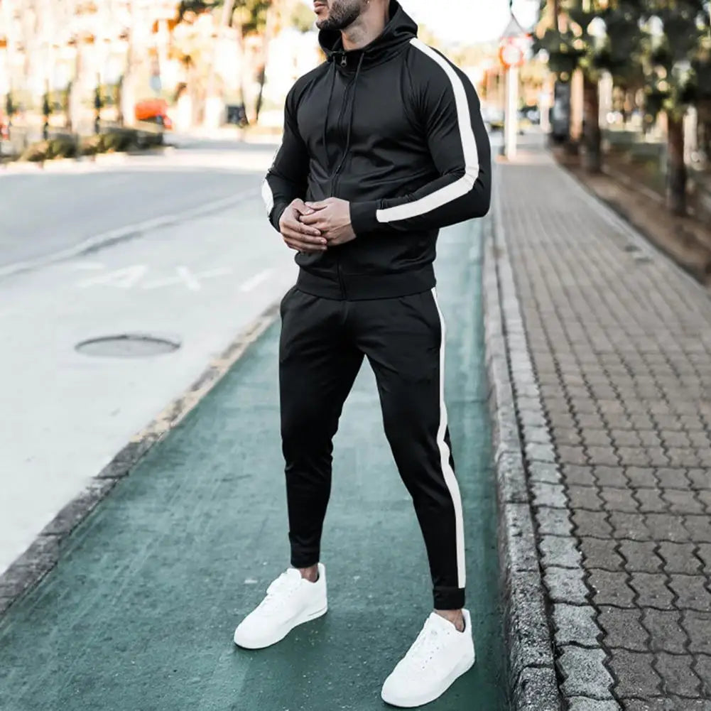 Tuta Uomo con Cappuccio e Righe Sportiva