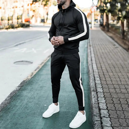 Tuta Uomo con Cappuccio e Righe Sportiva