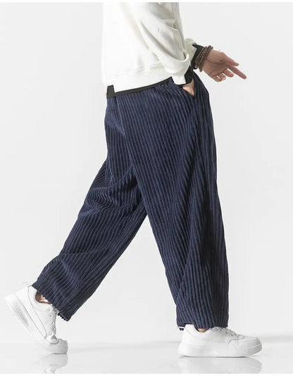 Pantaloni Jogging Uomo Maglia a Costine Vita Elastica Relaxed Fit