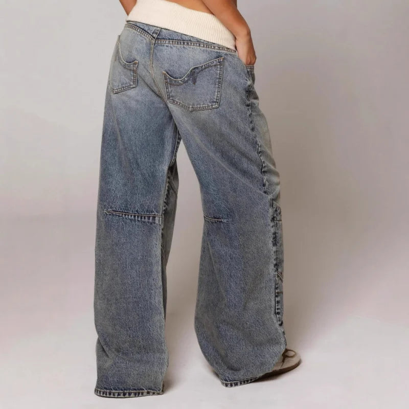 Jeans Baggy Donna Vita Bassa Gamba Larga