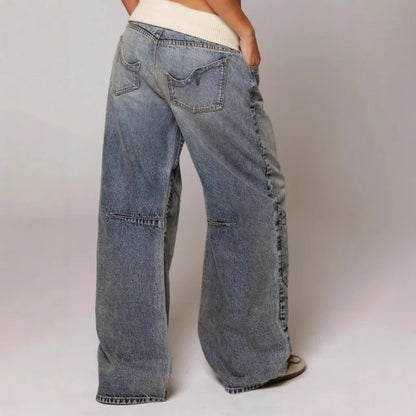 Jeans Baggy Donna Vita Bassa Gamba Larga