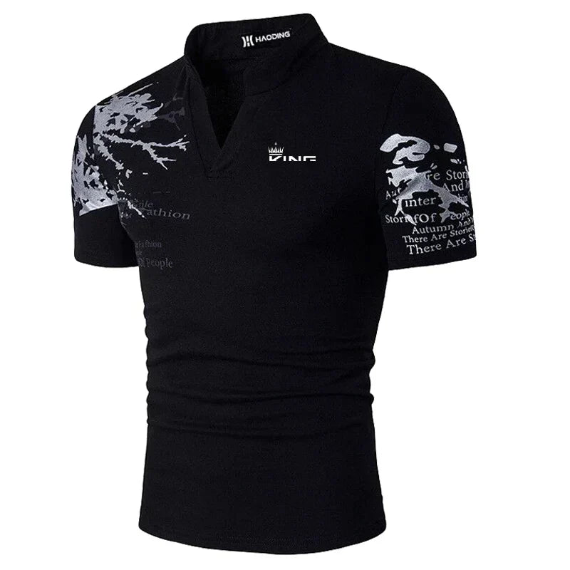 T-shirt Uomo Stampa Grafica Scollo a V Casual