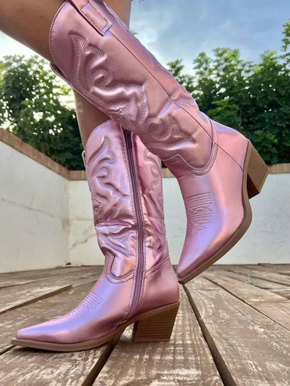 Stivali Cowboy Uomo in Metallo Eleganti