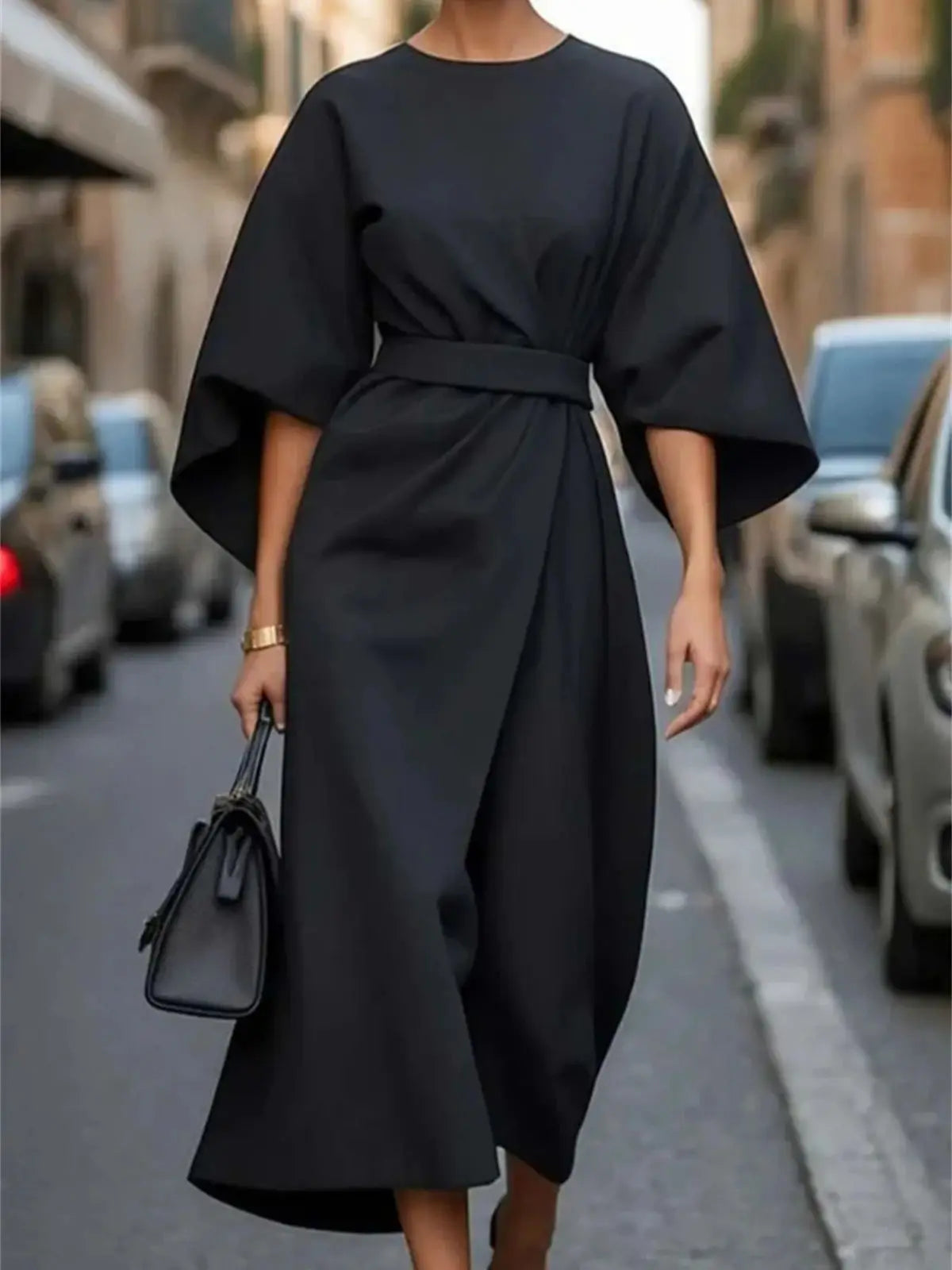 Abito Midi Donna Formale con Manica a Palloncino - Brentozzi