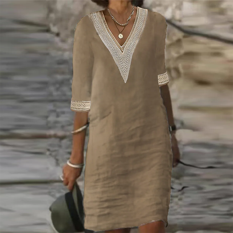 Abito Mini Donna Stile Boho Scollo a V Estate