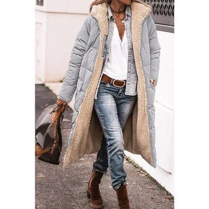 Cappotto Lungo Donna Invernale con Cappuccio Imbottito Maxipetto