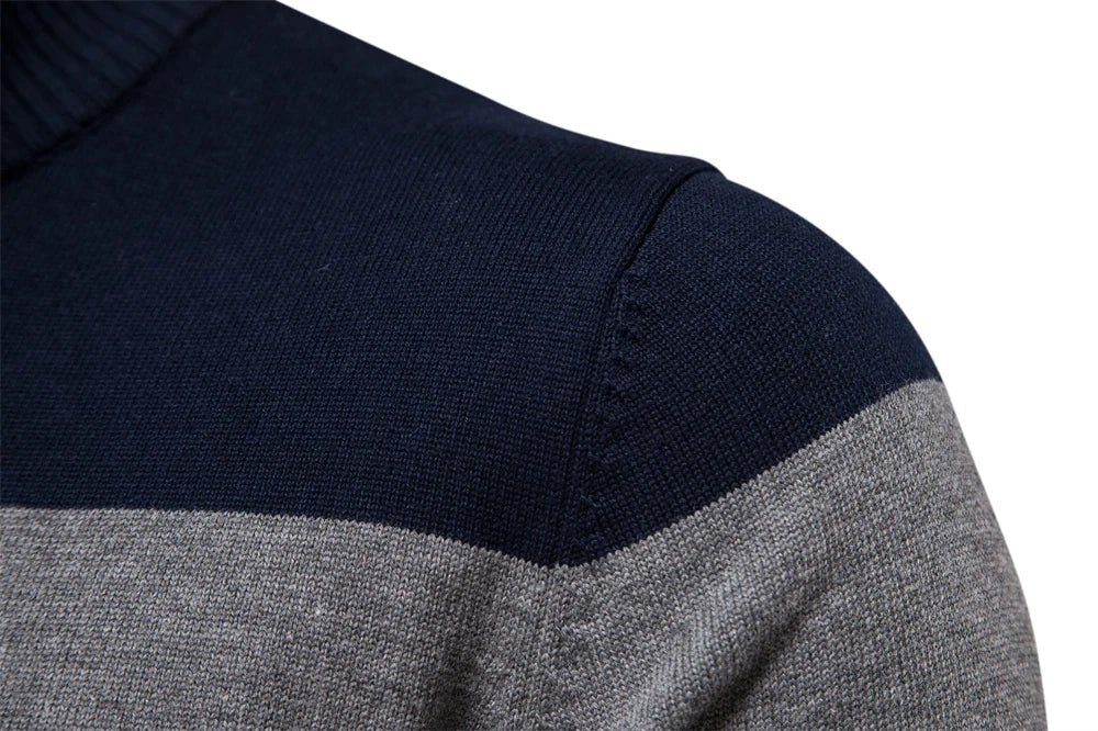 Maglione Uomo con Zip Collo Alto Design a Righe