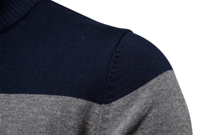 Maglione Uomo con Zip Collo Alto Design a Righe