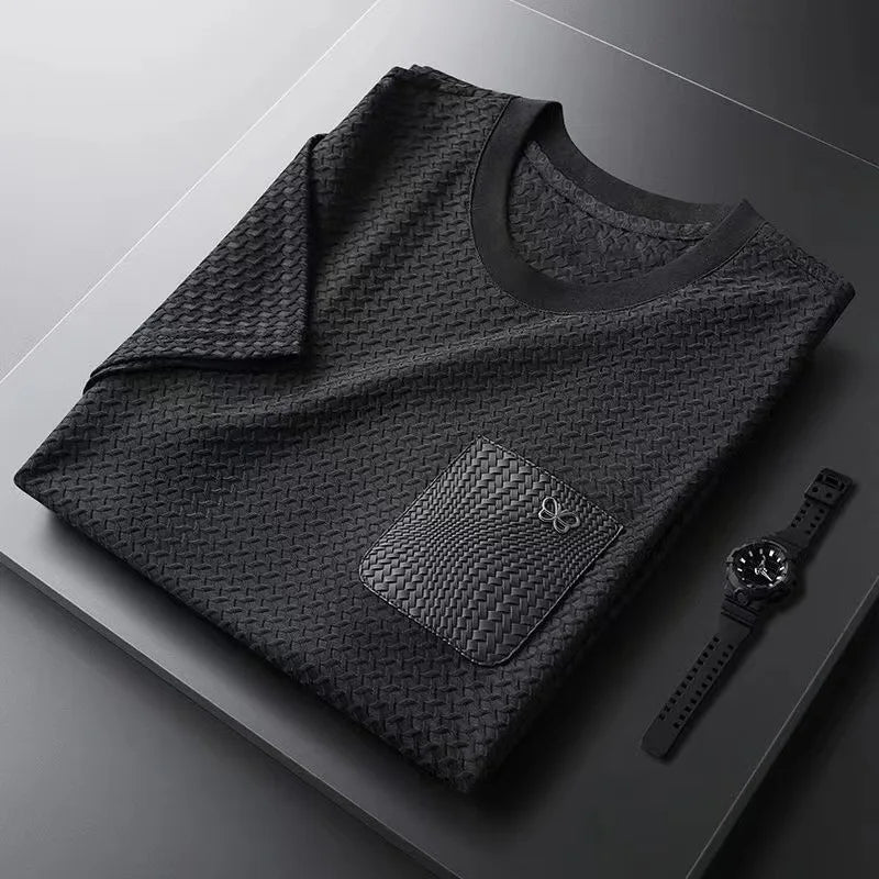 T-shirt Uomo Manica Corta Girocollo con Tasche sul Petto