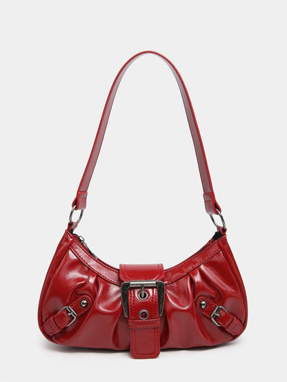 Borsa Hobo Donna in Ecopelle Vintage con Fibbia e Tracolla Regolabile