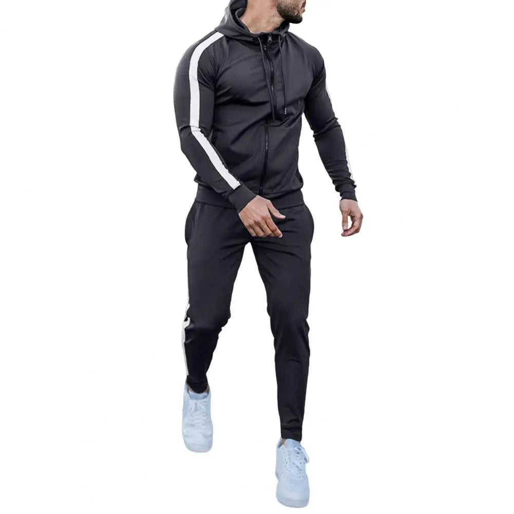 Tuta Uomo con Cappuccio e Righe Sportiva
