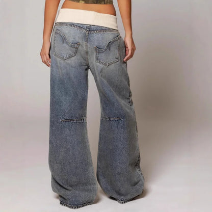Jeans Baggy Donna Vita Bassa Gamba Larga