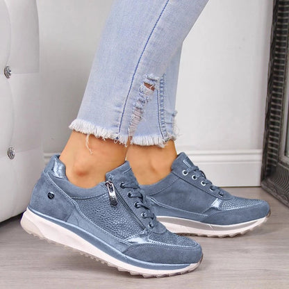 Sneakers Donna Effetto Camoscio con Zip