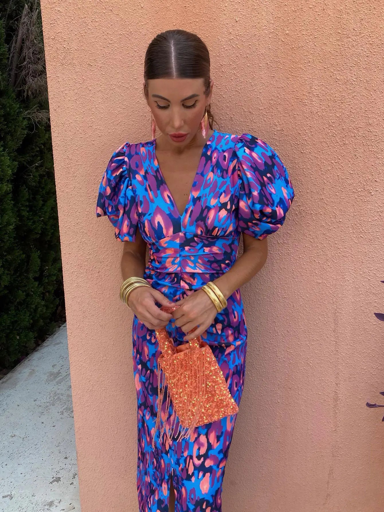 Abito Midi Donna con Ruches per Occasioni Speciali