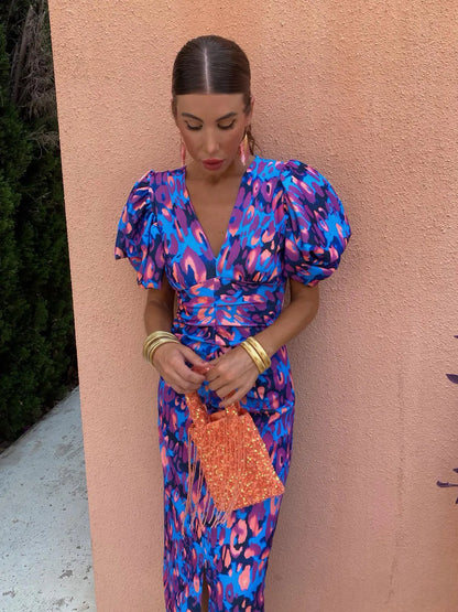 Abito Midi Donna con Ruches per Occasioni Speciali
