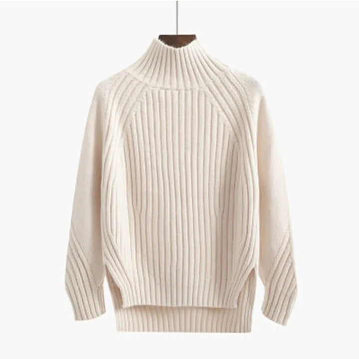 Maglione Donna a Costine Collo Alto Caldo Autunnale Invernale