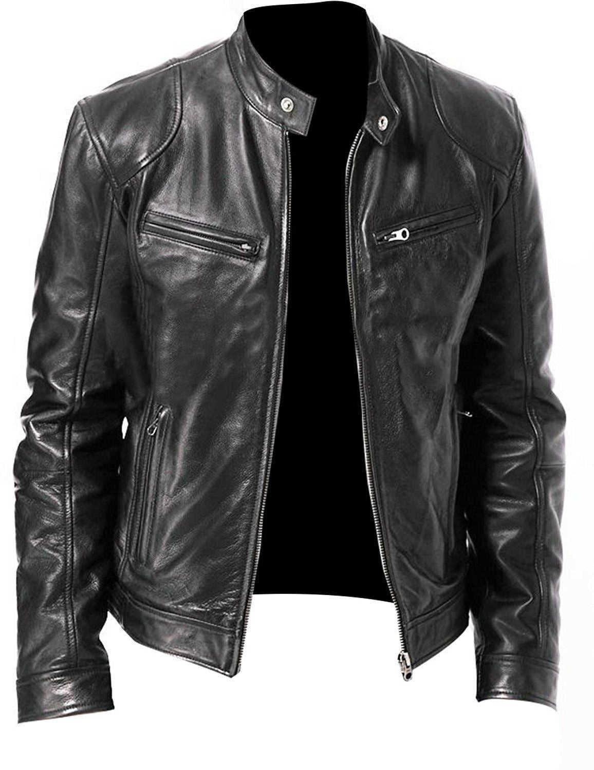 Giacca Uomo in Pelle Stile Classico Vestibilità Moderna