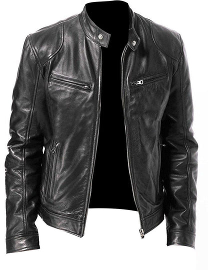 Giacca Uomo in Pelle Stile Classico Vestibilità Moderna
