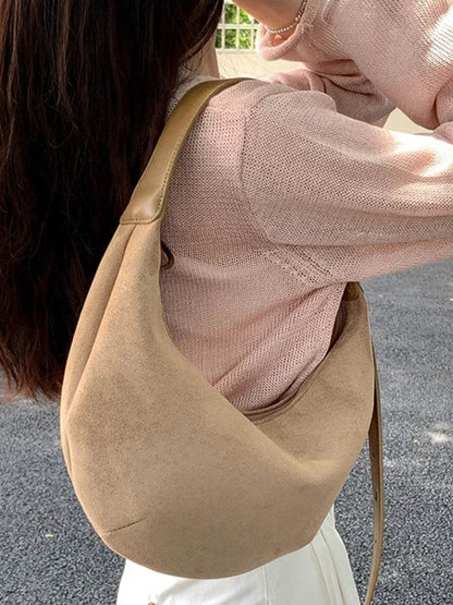 Borsa a Mezza Luna Donna in Camoscio Morbida