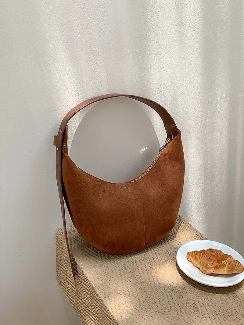 Borsa a Mezza Luna Donna in Camoscio Morbida