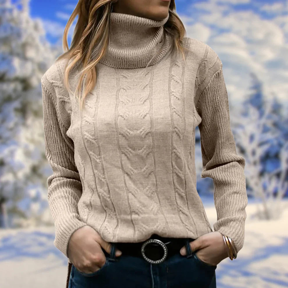 Maglione Donna Collo Alto Morbido Vestibilità Larga Autunno Inverno
