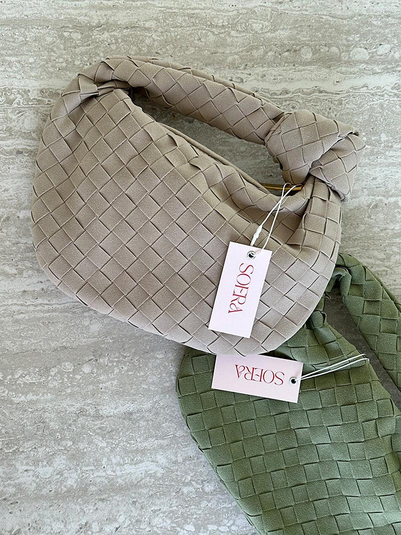 Borsa Mini Donna in Pelle Scamosciata Intrecciata