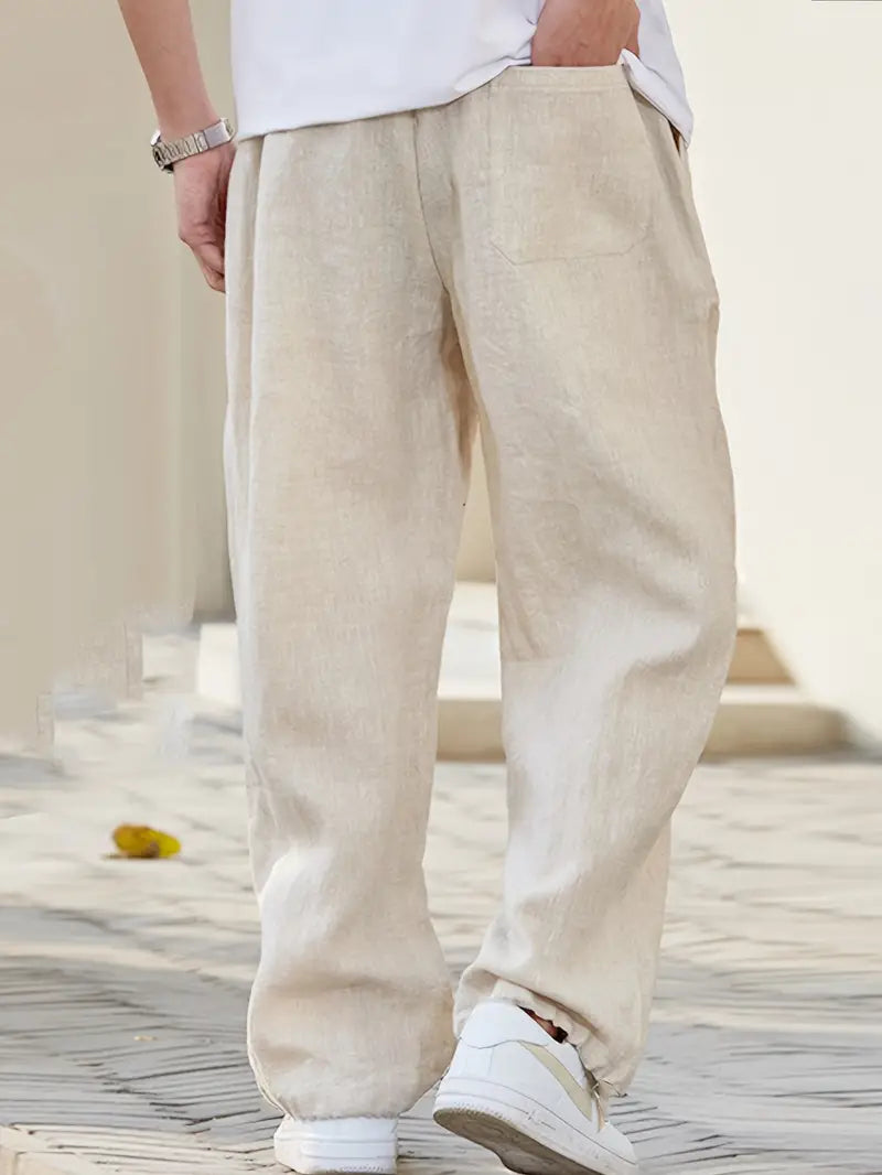 Pantaloni Lino Uomo Baggy Estivi Comodi
