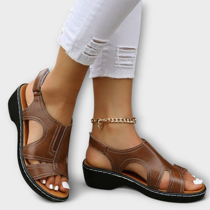 Sandali Donna in Pelle Ortopedici con Tacco Comodo