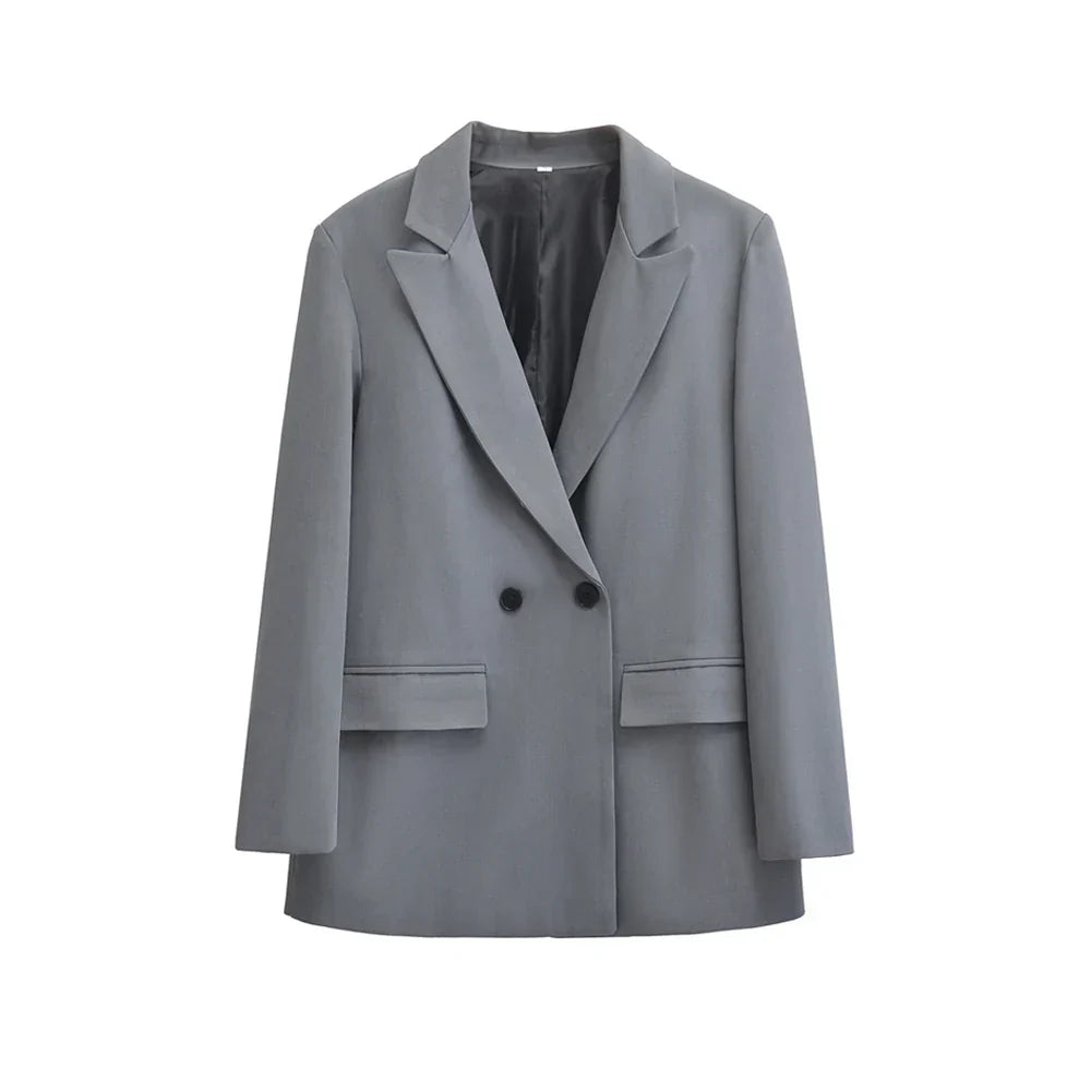 Giacca Donna Doppiopetto Stile Blazer Slim Fit