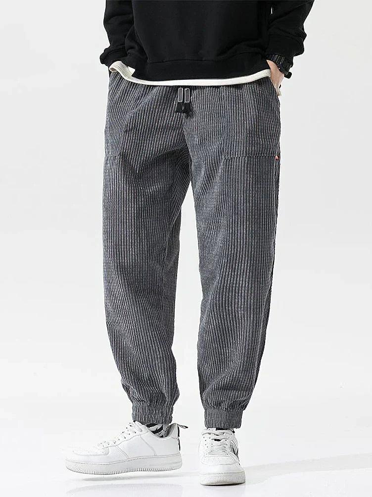 Pantaloni Jogging Uomo Corduroy Morbidi Vestibilità Ampia