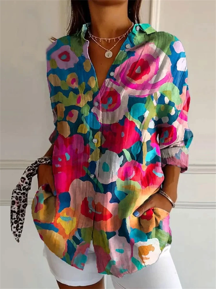 Camicia Donna Manica Lunga Stampata