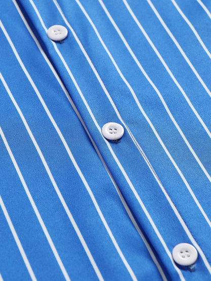 Camicia Uomo a Righe Tessuto Traspirante Slim Fit