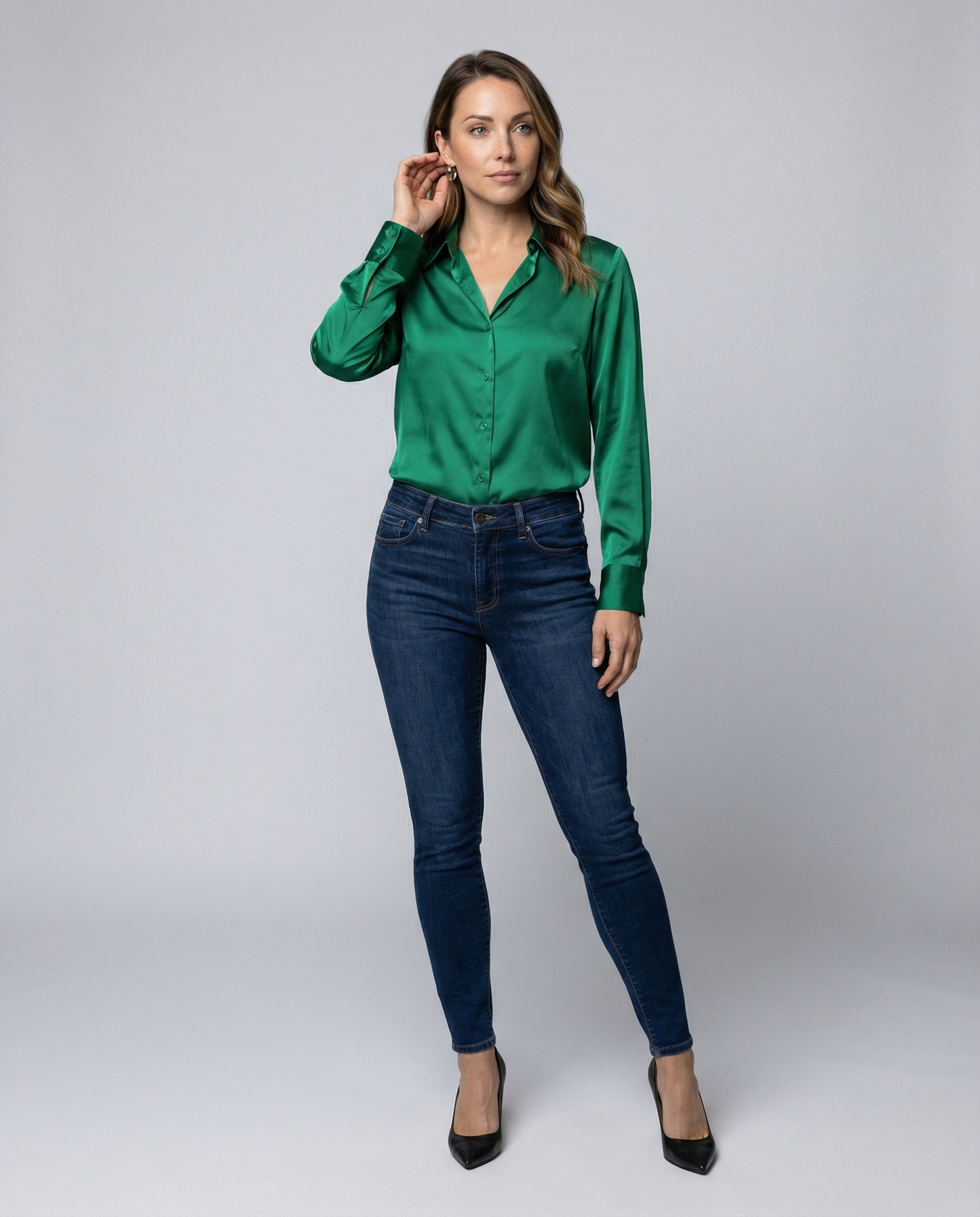 Camicia Donna in Raso Vestibilità Ampia