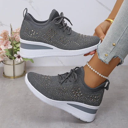 Sneaker Donna Ortopediche con Lacci e Strass