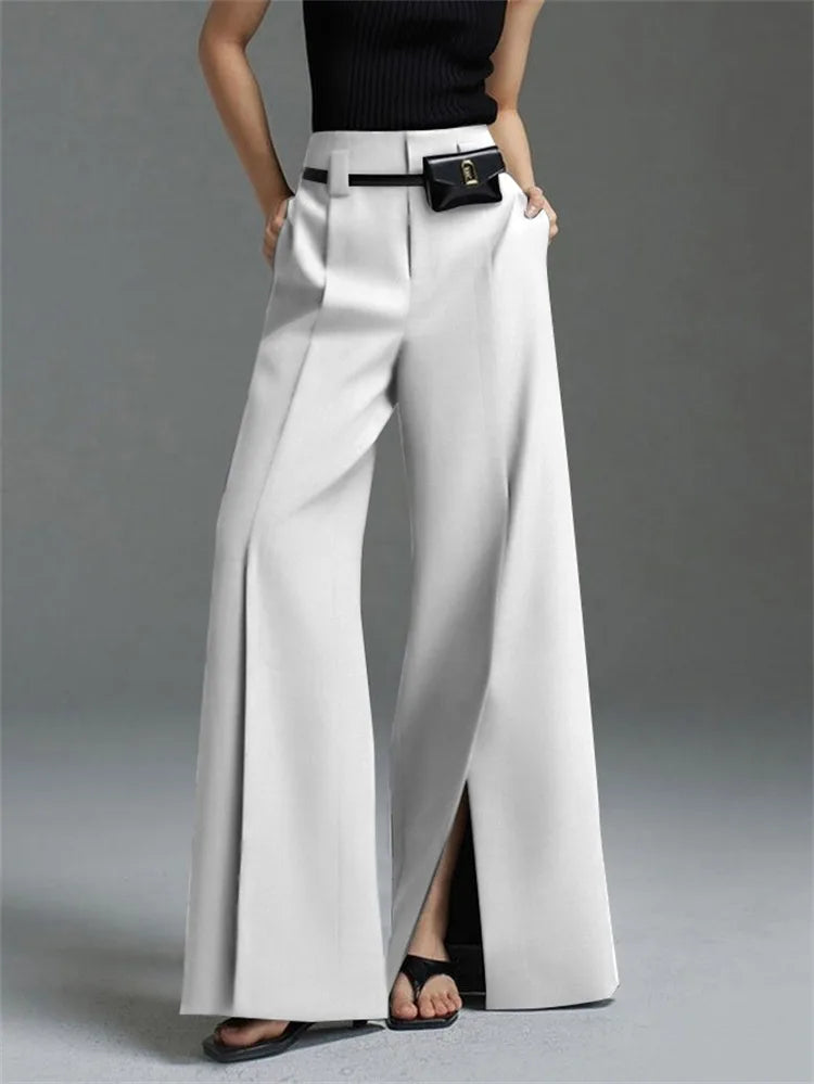 Pantaloni Donna Gamba Larga Spacco Alto - Brentozzi