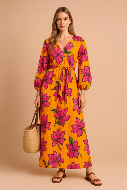Abito Donna Scollo a V Stile Alla Moda - Vesarelli