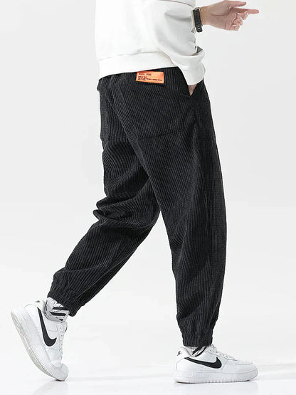 Pantaloni Jogging Uomo Corduroy Morbidi Vestibilità Ampia