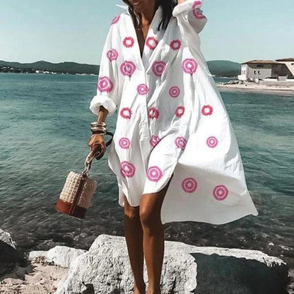 Abito Lungo Donna Manica Lunga con Colletto