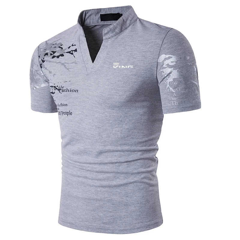 T-shirt Uomo Stampa Grafica Scollo a V Casual - Brentozzi
