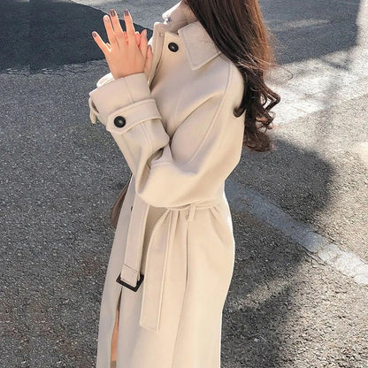 Trench Coat Donna con Cintura Stile Elegante Autunno Inverno