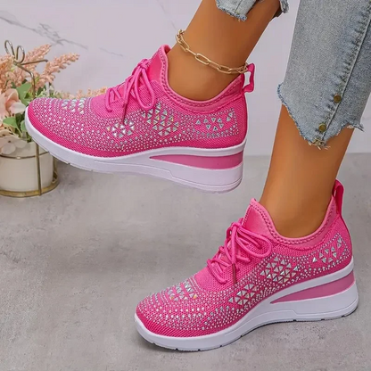 Sneaker Donna Ortopediche con Lacci e Strass