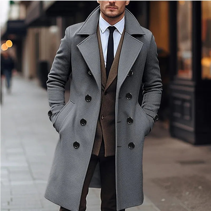 Cappotto Uomo Doppiopetto in Misto Lana Taglio Sfiancato