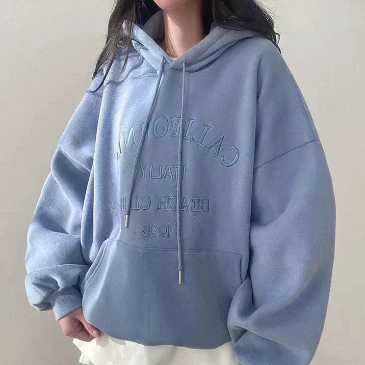 Felpa Oversize Donna con Ricamo Comoda Casual
