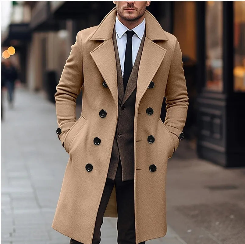 Cappotto Uomo Doppiopetto in Misto Lana Taglio Sfiancato