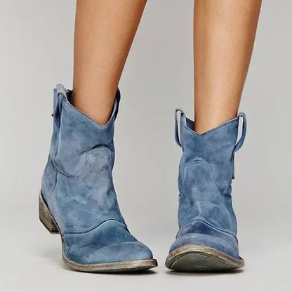 Stivali Donna Modello Caviglia Stile Western Vintage