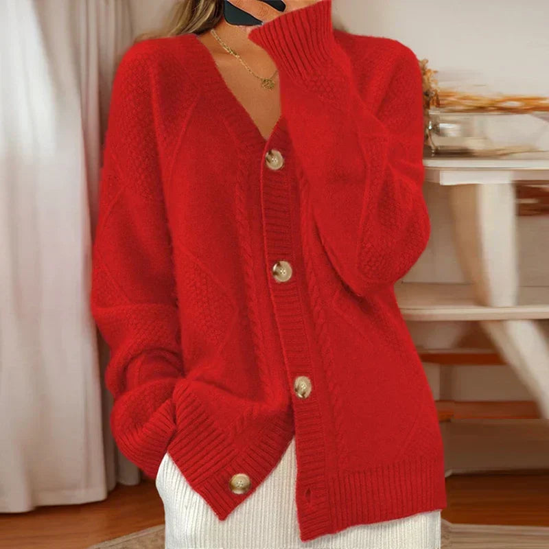 Cardigan Donna Maglia a Treccia Morbido