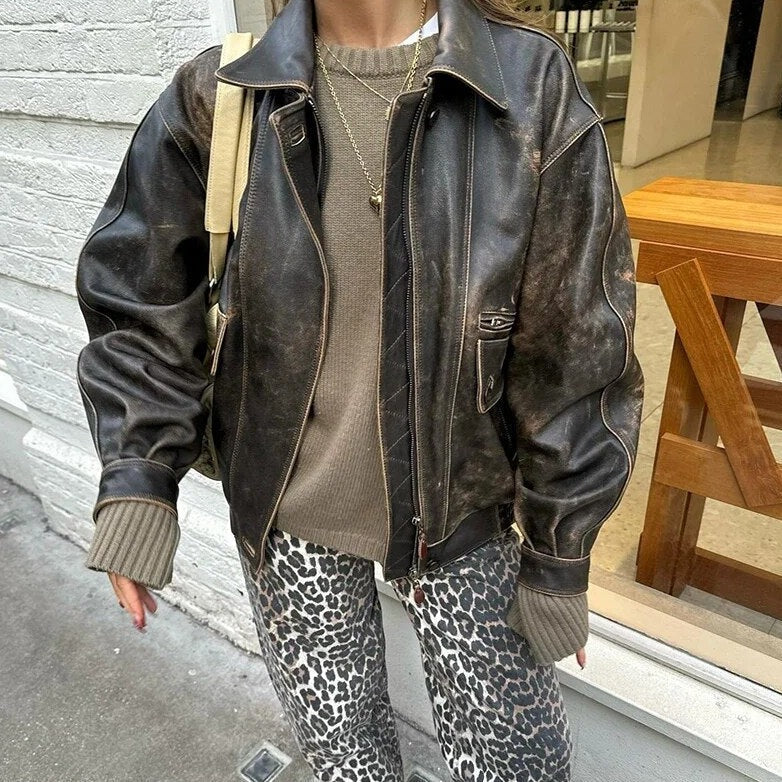 Jeans Donna Vintage Stampa Animalier Vita Alta Elastico
