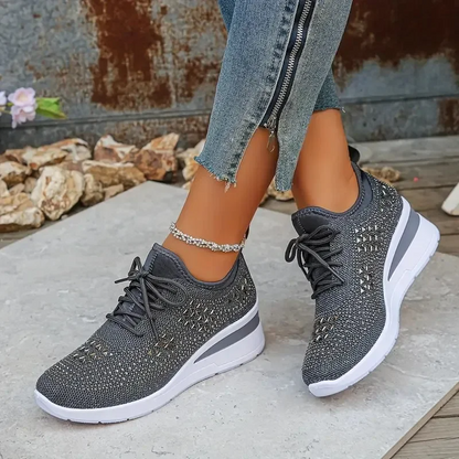 Sneaker Donna Ortopediche con Lacci e Strass