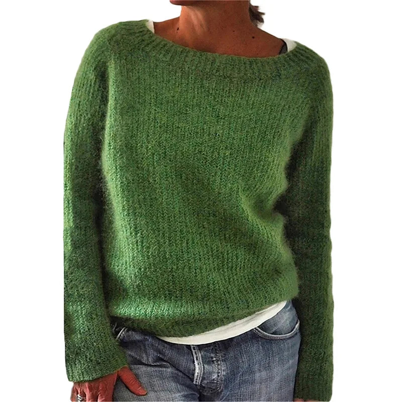 Maglione Donna in Lana Girocollo Stile Norvegese Invernale